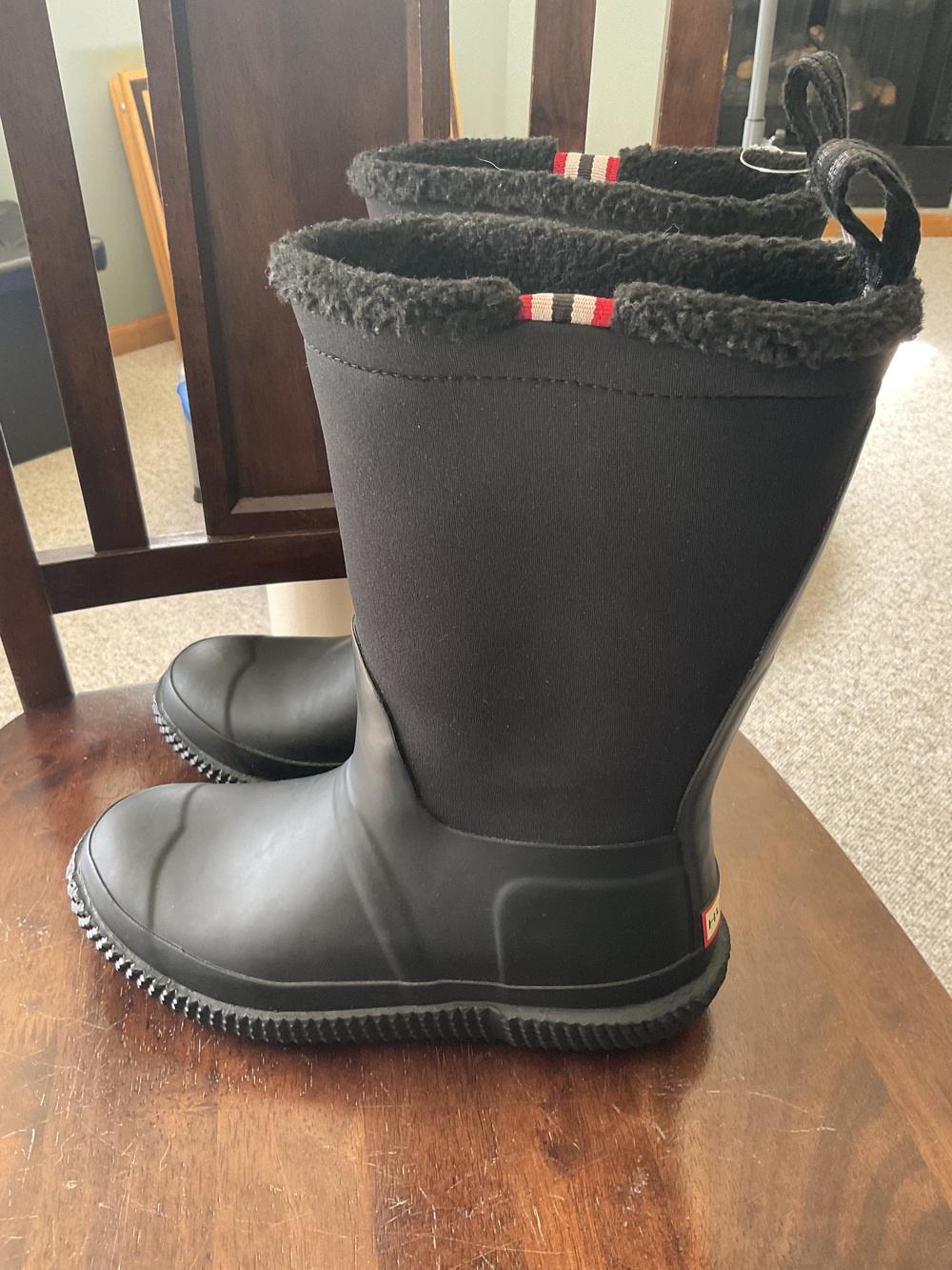 Hunter Original Roll Top Sherpa Fleece Winter Boots Black US 7 / UK 5